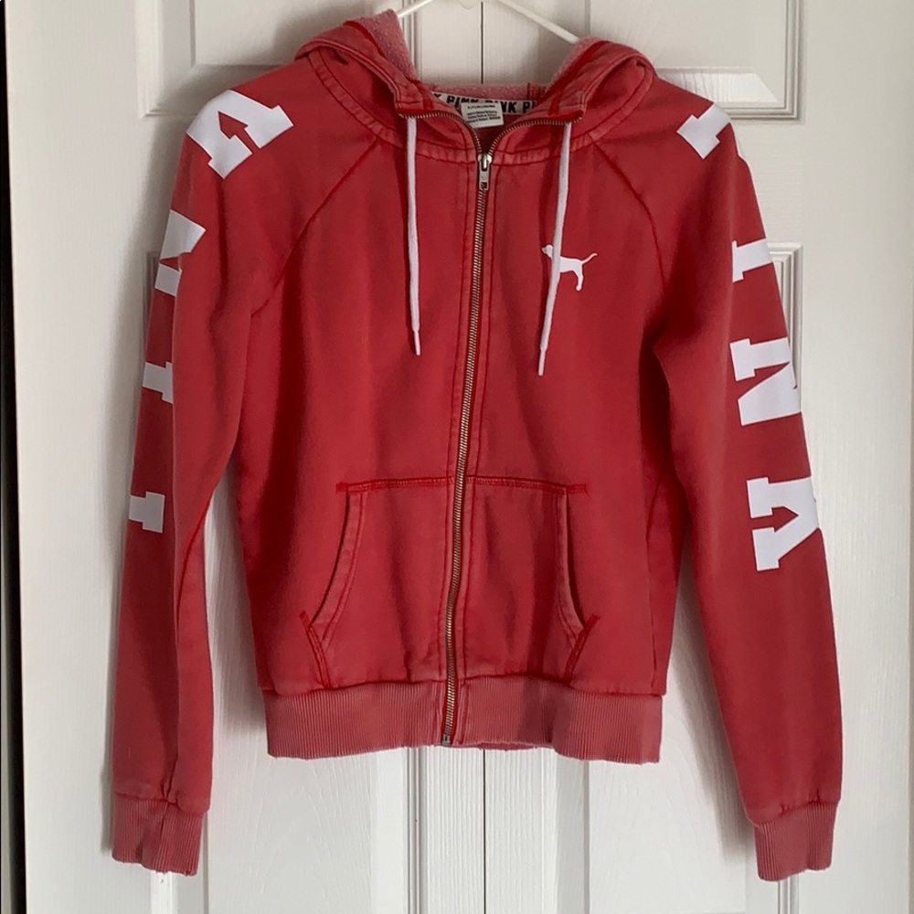 Pink full zip sweater